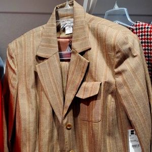 Worthington Women's Pantsuit Size 20W Brown Stripe 3 Button Jacket with Pockets